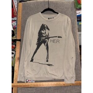 H E R Music Graphic T-Shirt White Black And Cream Hollywood Bowl Women's Medium